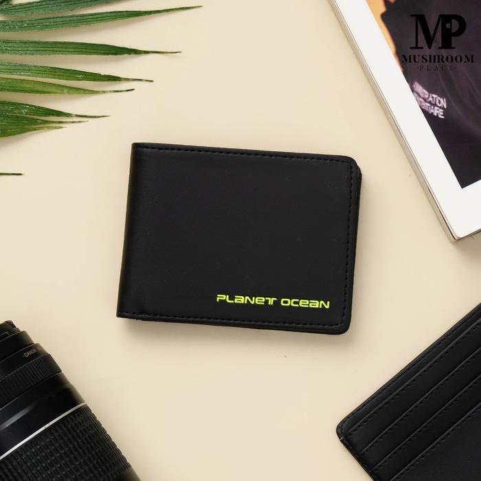New Dompet Lipat Remaja Cowok Planet Ocean Warna Hitam Original - Po18