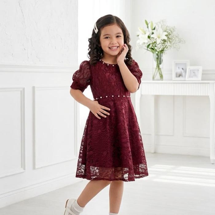 Marito Dress Brukat Anak Marito Gaun Anak Pesta Brukatanak Kecil Baju Anak Perempuan Natal Fashion