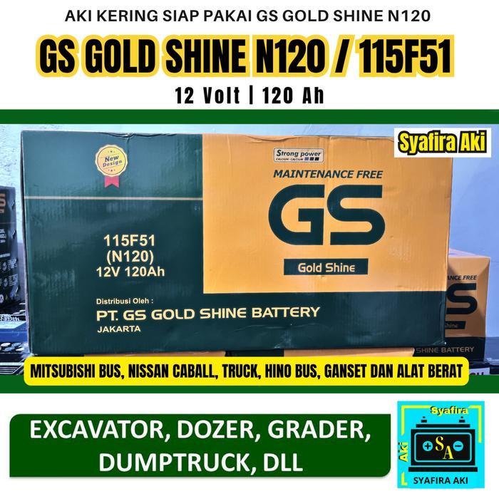 AKI MF GS GOLD SHINE N120 12V 120AH Alat Berat Genset Kapal Truk AKI KERING