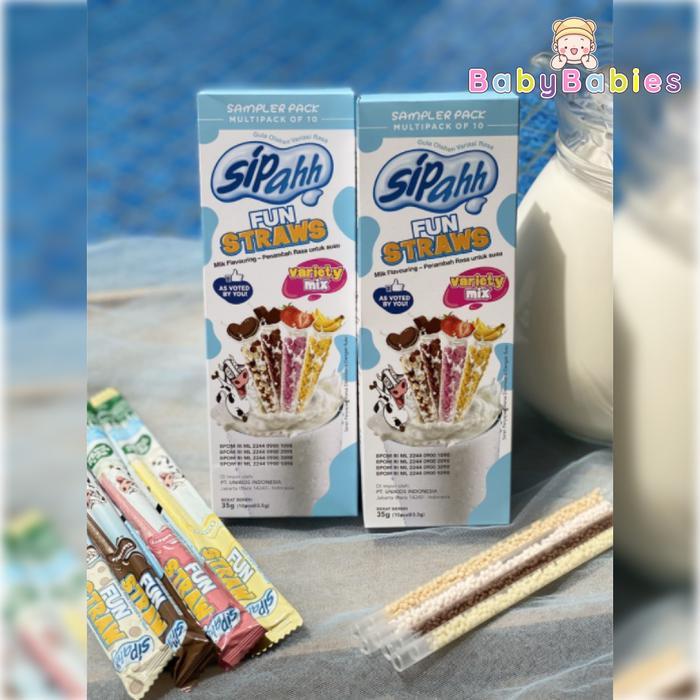 Sedotan Sipahh Fun Straws isi 10pcs Sedotan Susu Rasa Buah Sippah