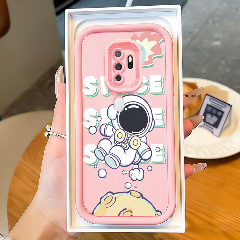 Casing Hp untuk OPPO A5 2020 A9 2020 Case Bulan dan astronaut lucu Kasing bagus bahan silikon Cesing