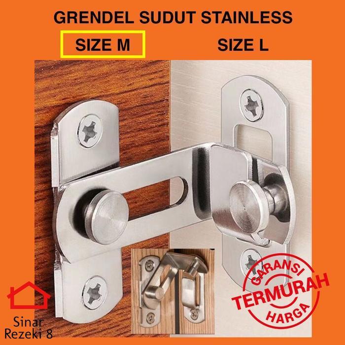 Grendel Sudut Kait M / Cantol Pintu Kunci Gembok Kamar Slot Jendela .