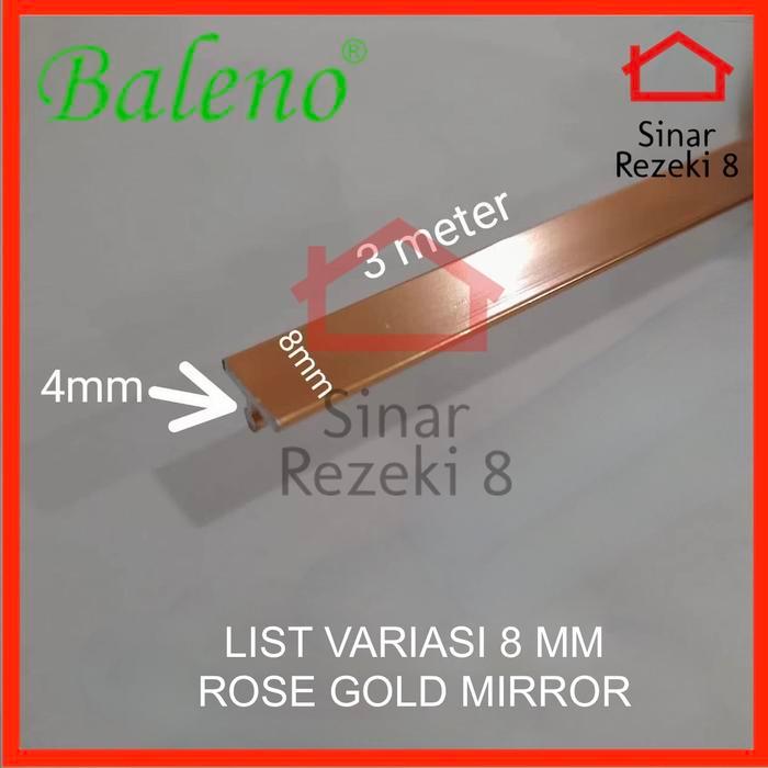 List Variasi T 8 mm Rose GOLD MIRROR Baleno / Lis Aluminium Edging .