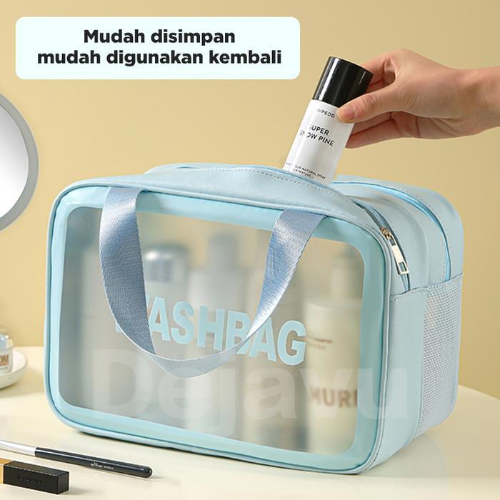 Dejavu Tas Travel Makeup Anti Air Pouch Transparan Organizer Kosmetik Traveling Bag Alat Mandi