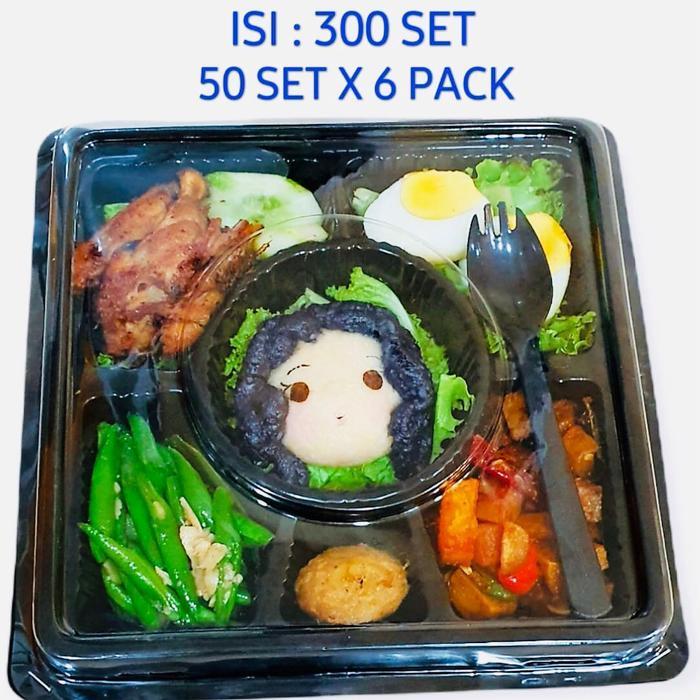 Mika Bento sekat 6(isi 50set)+tutupan+sendok 2in1