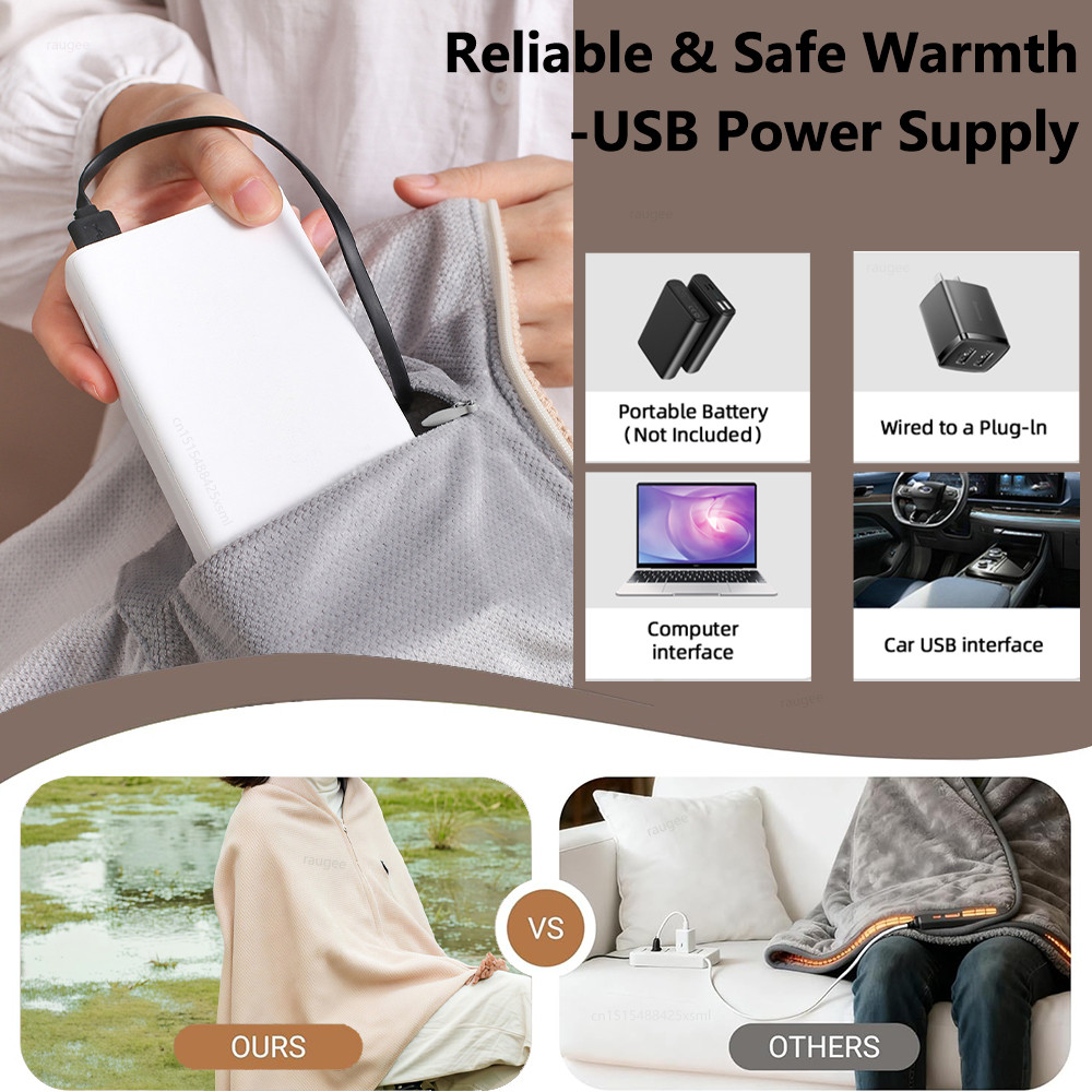 Heated Blanket USB Wearable Electric Blanket Portable Warmer Blanket for Shoulder Electric Heating