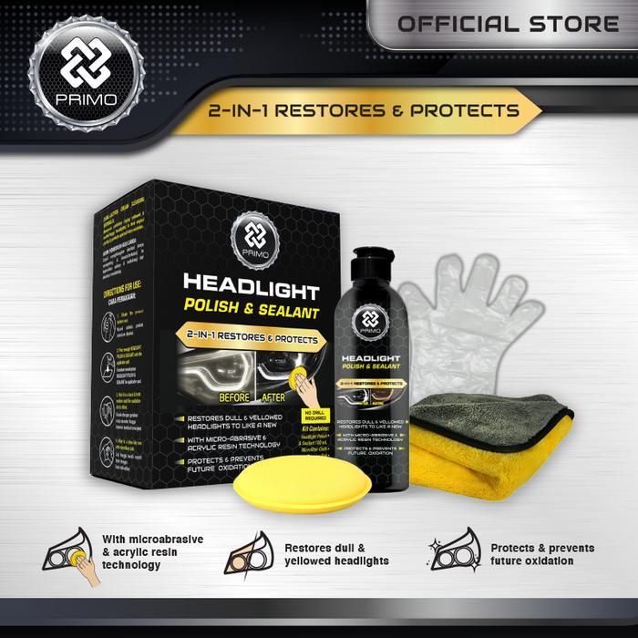 PRIMO Headlight Polish & Sealant 100 mL Pembersih Restorer Mika Akrilik Head Lamp Mobil
