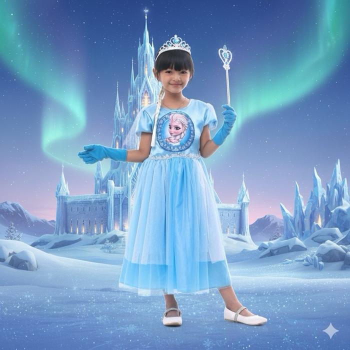 TERLARIS Baju Frozen anak / Baju Pesta Anak / Gaun Frozen anak / Gaun Elsa Frozen Fashion hello