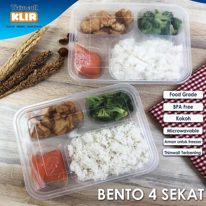 Thinwall Bento Sekat 4 / Kotak Makan Plastik Bento Sekat 4
