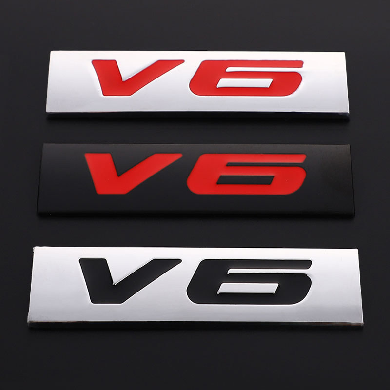 3D Metal V6 V8 Car Stickers Emblem Badge Decal for  Audi Ford Focus Honda Toyota Suzuki Skoda KIA Ni