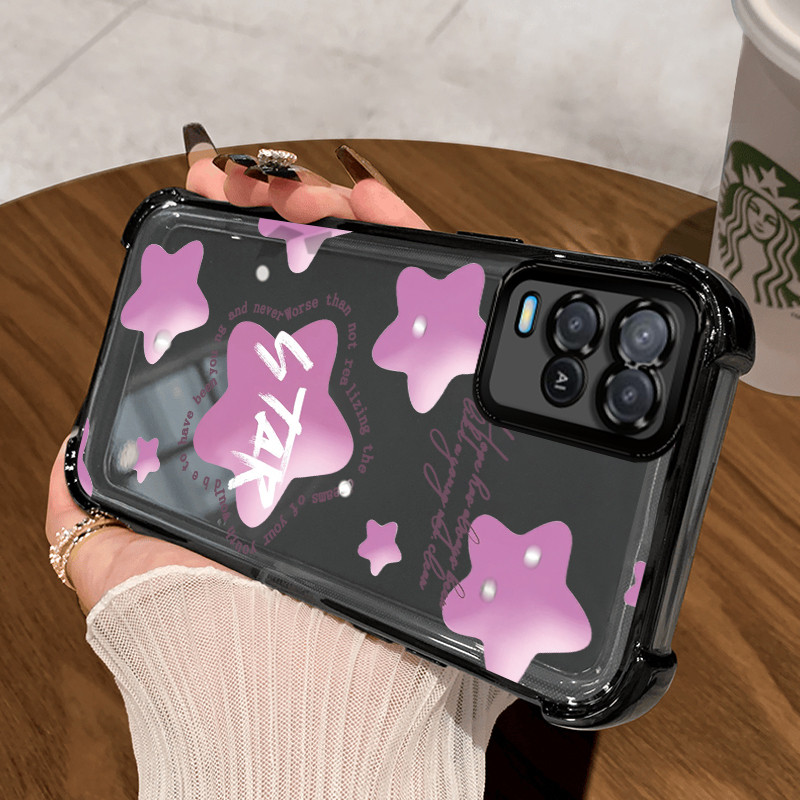 Casing Hp untuk OPPO A54 Case Casing Bintang Lipat pola Cesing HP Kesing empat Anti Drop sudut Kasin