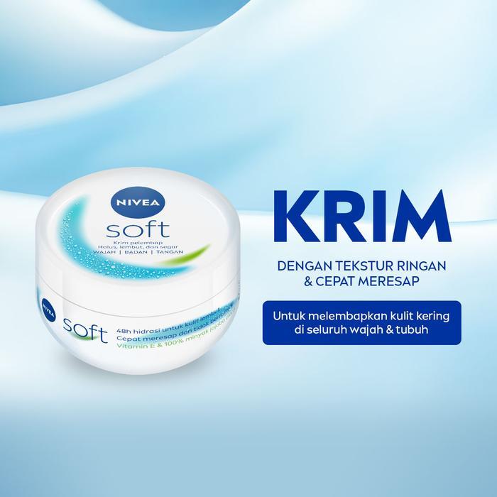 NIVEA Cream Moisturizer Soft Creme Jar 50ml - Hand body krim cream lotion mositurizer multifungsi