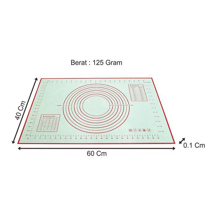 BM6040W Alas Adonan Baking / Silicone Baking Mat 60x40cm Putih Merah