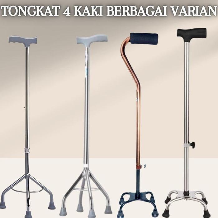 Terlaris Tongkat 4 Kaki Berbagai Varian / Tongkat 4 Kaki Alat Bantu Jalan / Tongkat Gold Tongkat