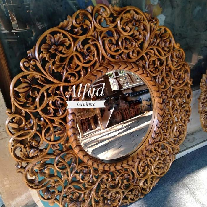 figura kaca cermin hias hiasan dinding gantung ukir ukiran kayu