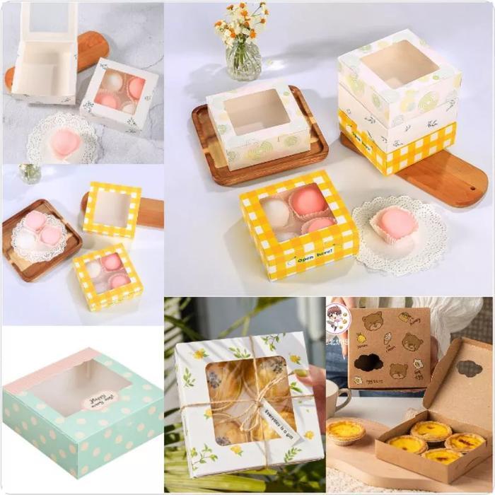 10pcs egg tart box kotak kue donut dessert box egg tart box pie soes