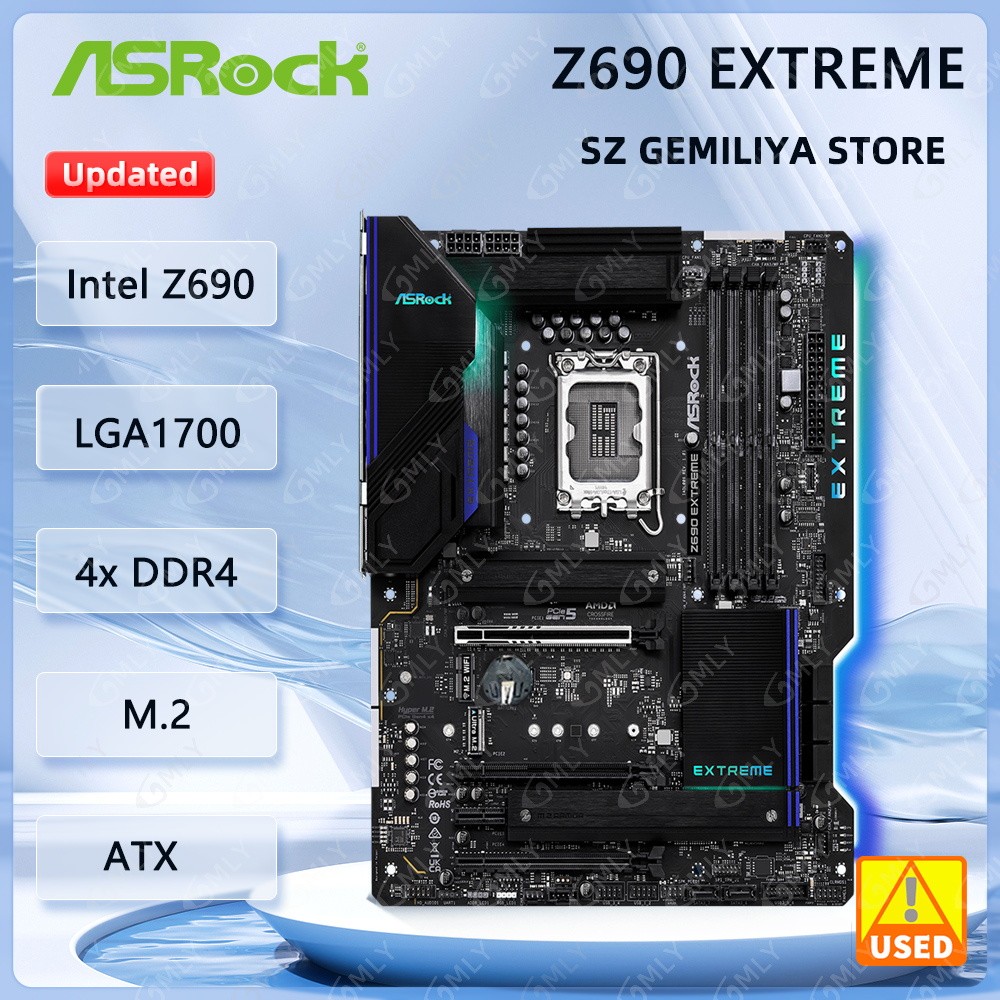 ASROCK Z690 Extreme Motherboard LGA1700 Intel Z690 DDR4 128GB M.2 ATX support i7-14700 i5-14400