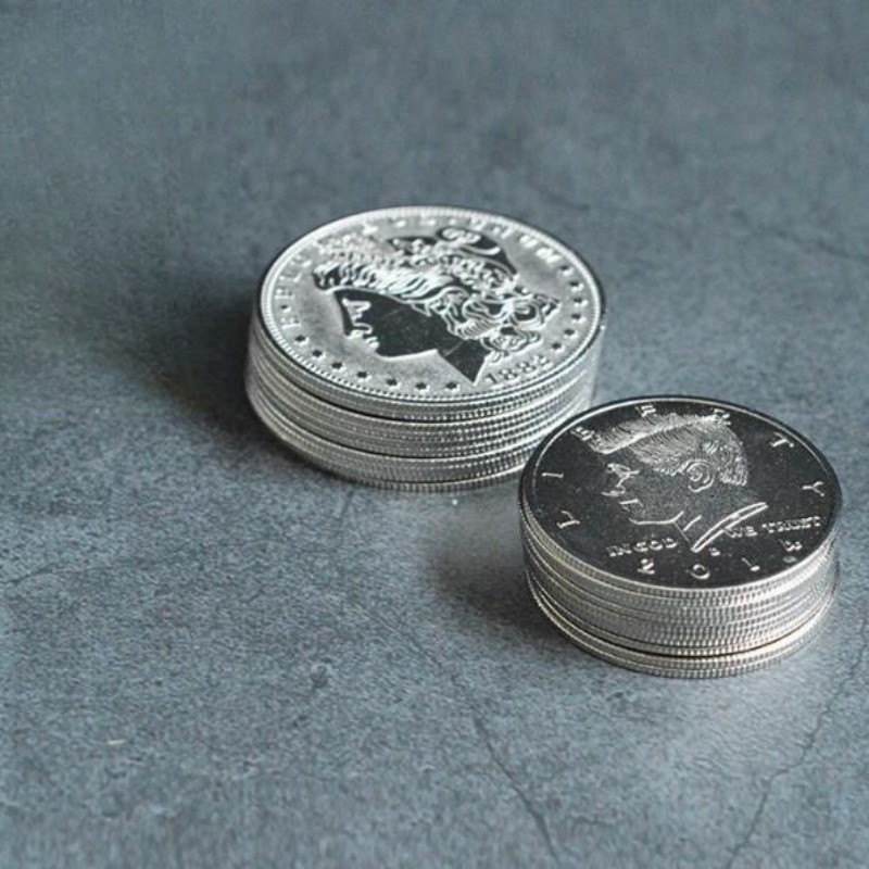 10pcs Super Thin Palming Coins (Half Dollar/Morgan) Magic Tricks Appearing/Vanishing Coin Magia