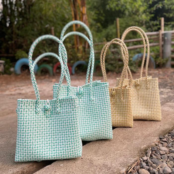 Spesial Tas Anyaman Reguler Putih Warna Tengah tote wanita totebag perempuan