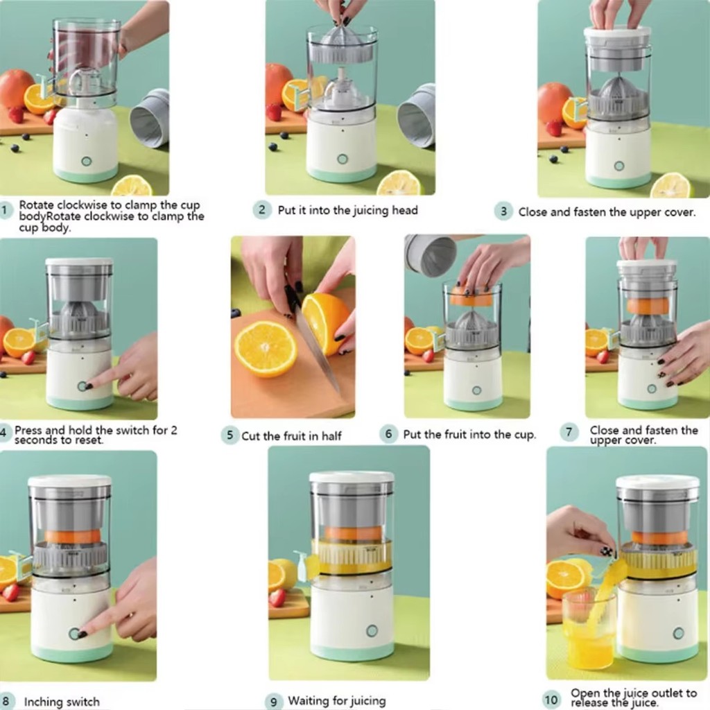 New Electric Portable Home Juicer Fruit Juice Extractor, USB RechargeableElectric Squeeze, High