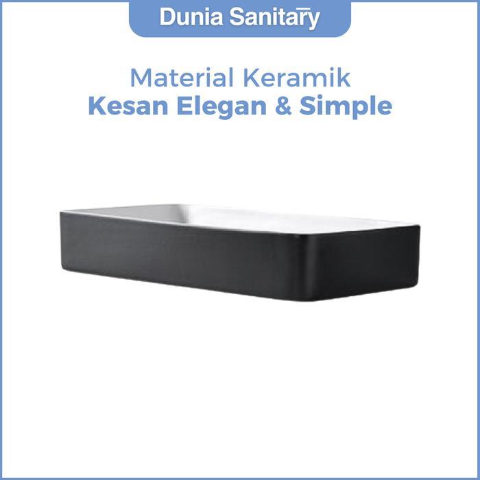 CLASSICA ITALIANO Wastafel Keramik Kotak Hitam Putih Kamar Mandi MODERN MINIMALIST TAHAN LAMA