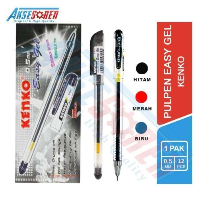 Pulpen Easy Gel Kenko [1 Pack] / Pena Ballpoint Jel 1 Pak Murah 12 Pcs