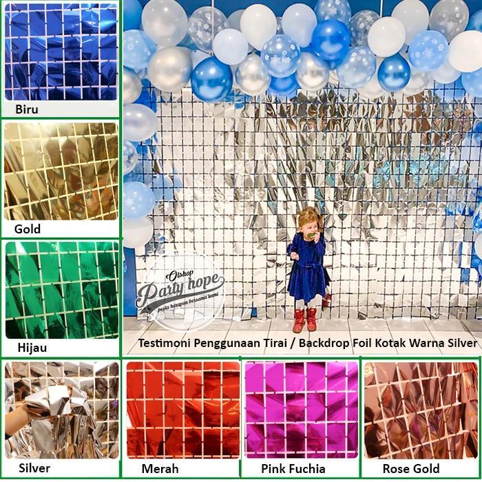 Tirai kotak / tirai Rumbai Foil Kotak / Backdrop Foil Curtain / Tirai Foil Square