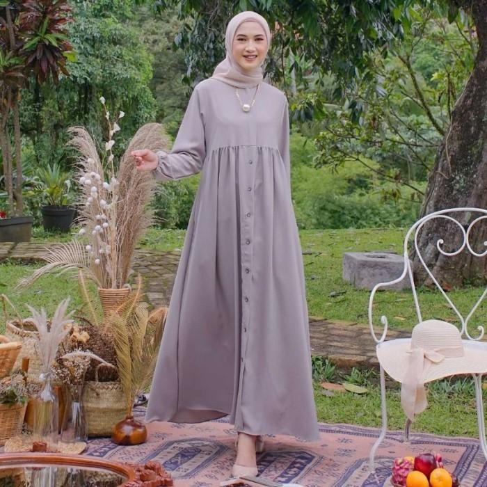 Thebest- Gamis Putih Pengajian Polos Baju Gamis Syar'i Wanita Lebaran 2023