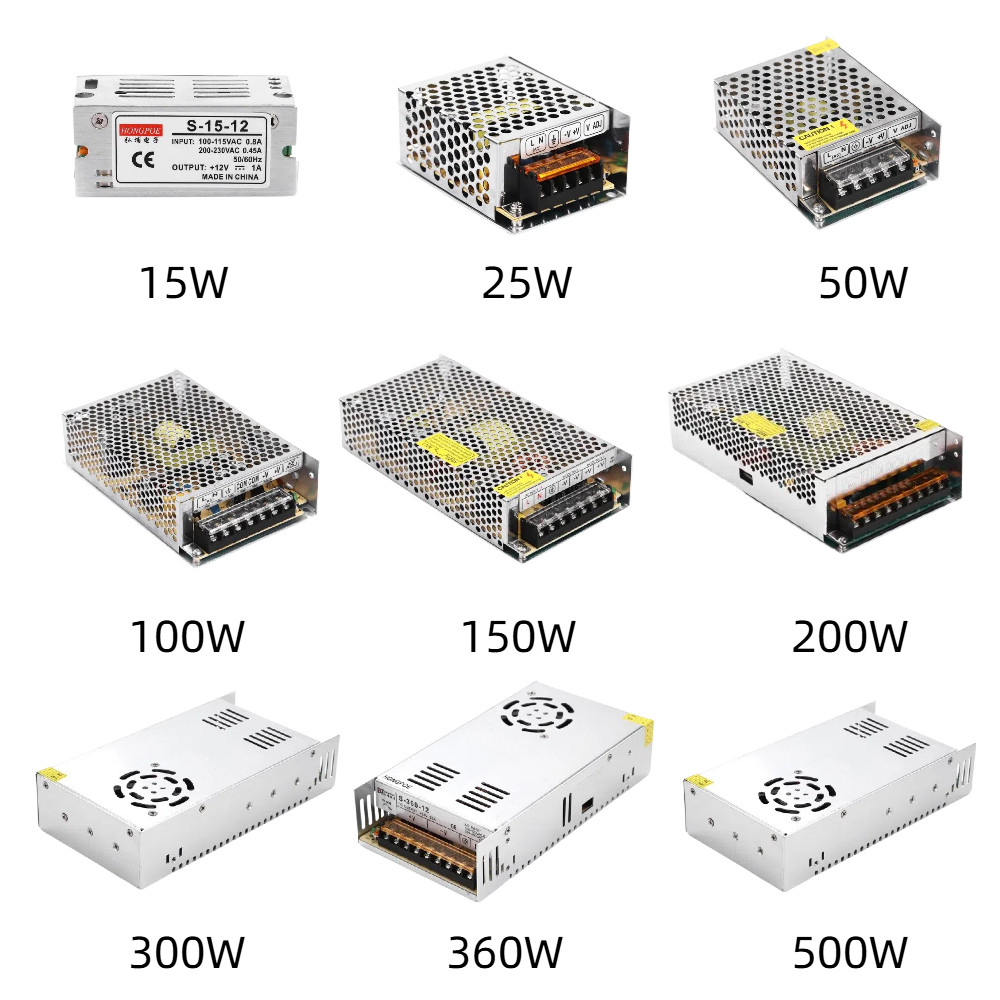 15W-500W Switching Power Supply AC 110V 220V to DC 5V 12V 24V 36V 48V 2A 5A 10A 15A 20A 30A