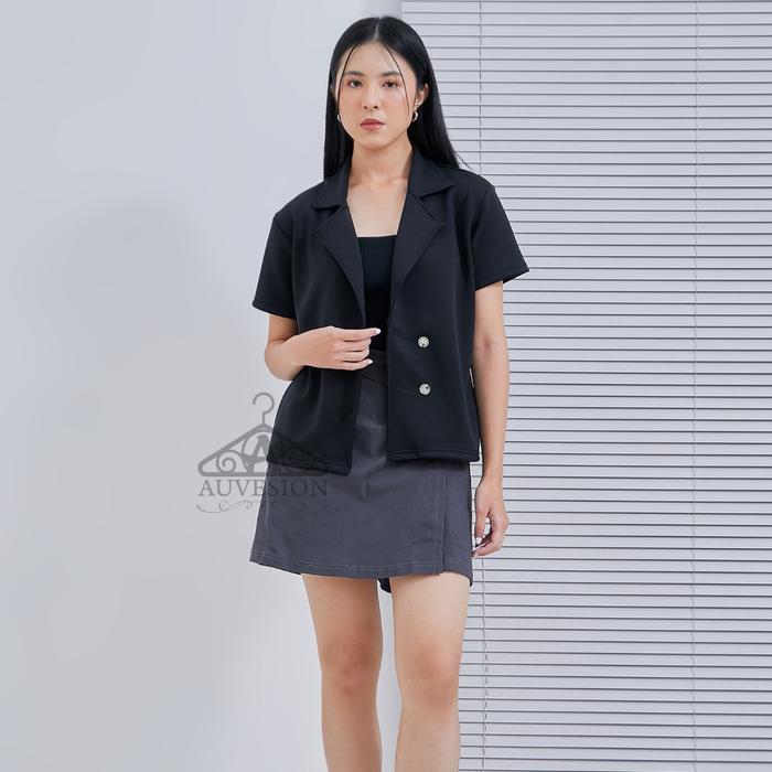 4957 Magie Short Sleeves Scuba Blazer Blazer Lengan Pendek Wanita Blazer Kerja Academia Outfit