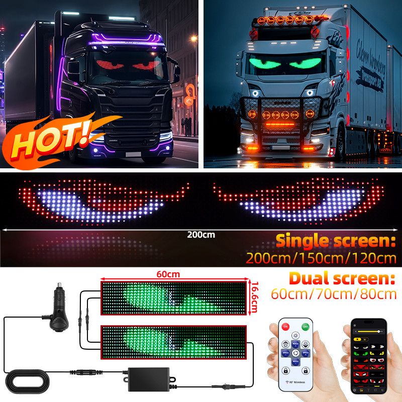 New APP/Remote Control LED Truck Car Devil Eye Light Dynamic DIY Text Car Graffiti Scrolling