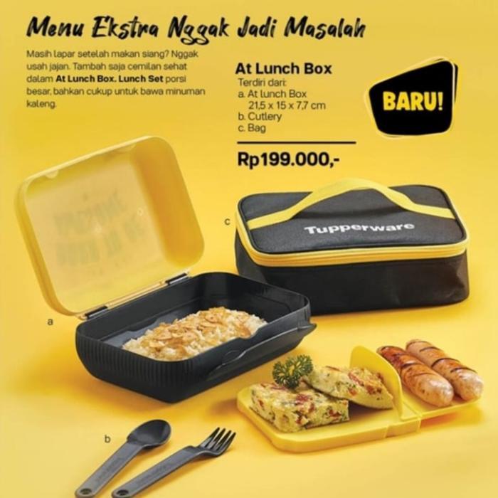 Tupperware Lunch Box Bento Set Original dengan Garpu, Sendok, dan Tas - Kitchenware Wadah Makan