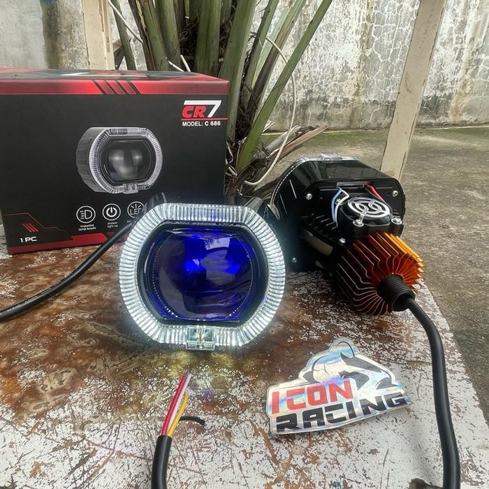 BILED C686 PRO CR7 3.5 INC SHROUD HITAM LENSA 2.5 INC CAHAYA FLAT CUT DENGAN KIPAS PENDINGIN