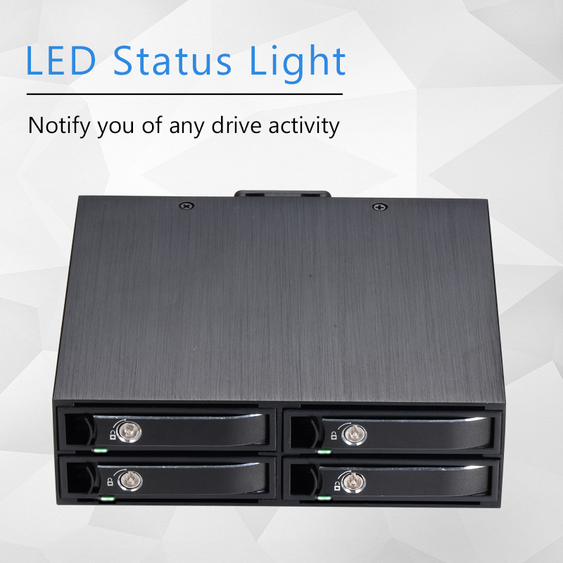 Aluminum 4Bay 2.5in Removable hot swap backplane SSD Hdd Mobile Rack for 5.25 optibay