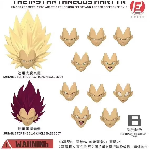 RECUSTOM Dragon Ball Super Sanya 3 Vegeta Ultra Ego DKO Vegeta Head Accessories Anime Action Figure