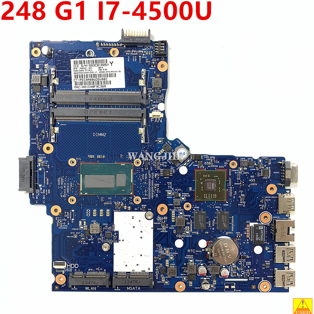 For HP 248 G1 Laptop Motherboard I7-4500U CPU Radeon HD 8670M GPU 746032-601 746032-001