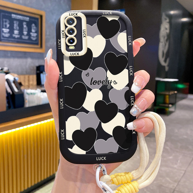 Casing Hp untuk VIVO Y20 Y20i Y20s Y20A Y20G Y12A Y12S Y11s Case Casing pola Cinta layar penuh Kesin