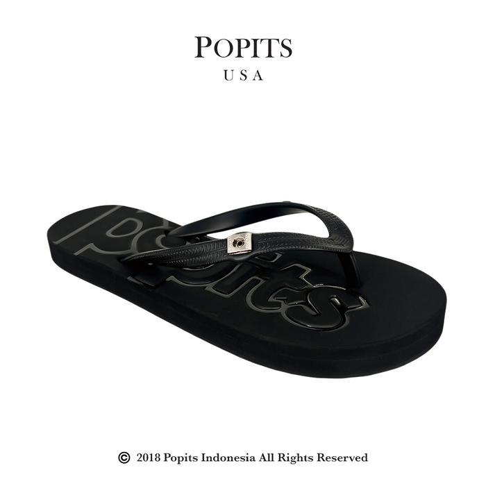 Terlaris Popits Usa - Classic Flat Emboss Sandal Cewek Wanita Elegan & Nyaman Popits Original 100%