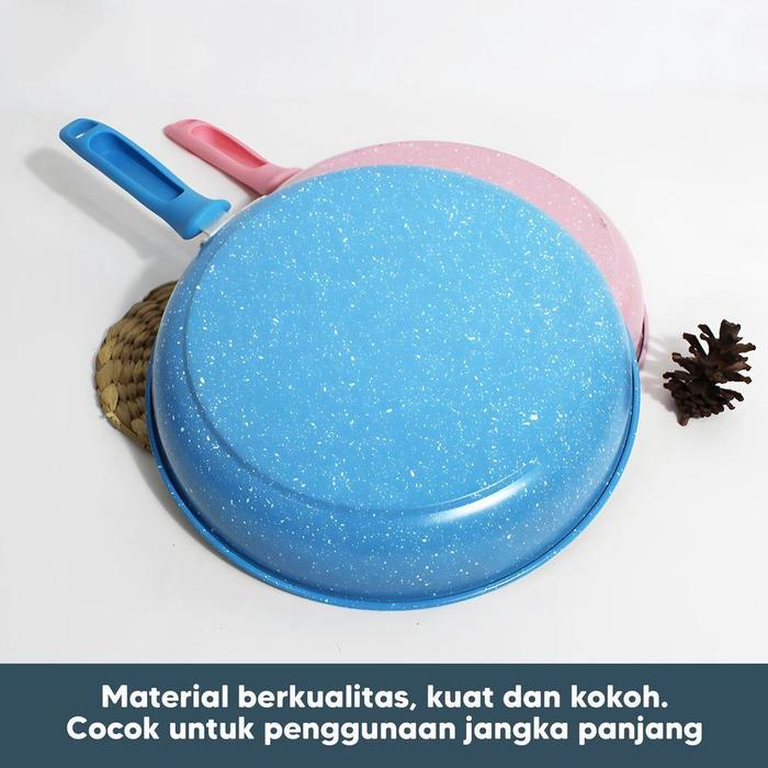Panci Teflon Frypan Marble Enamel / Teflon Frypan Marble Berwarna / Teflon Frypan Enamel Anti
