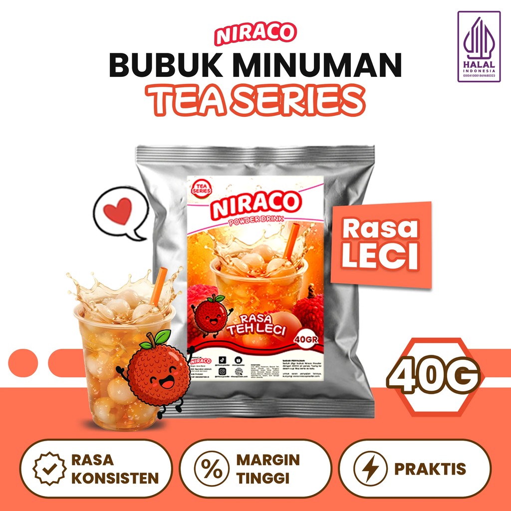Niraco Powder Lychee Tea Bubuk Minuman Es Teh Leci Tester 40gr