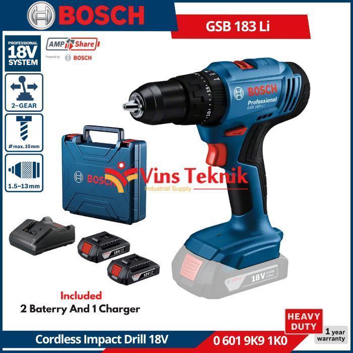 BOSCH GSB183 LI Mesin Bor Tembok Baterai Cordless Impact Drill 18V GSB 183Li