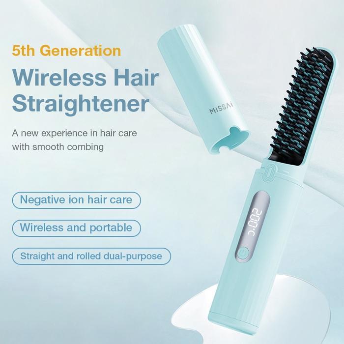 2 In 1 Sisir Catok Pelurus Rambut Elektrik Tanpa Kabel / Comb Sisir Pelurus Rambut Tanpa Kabel