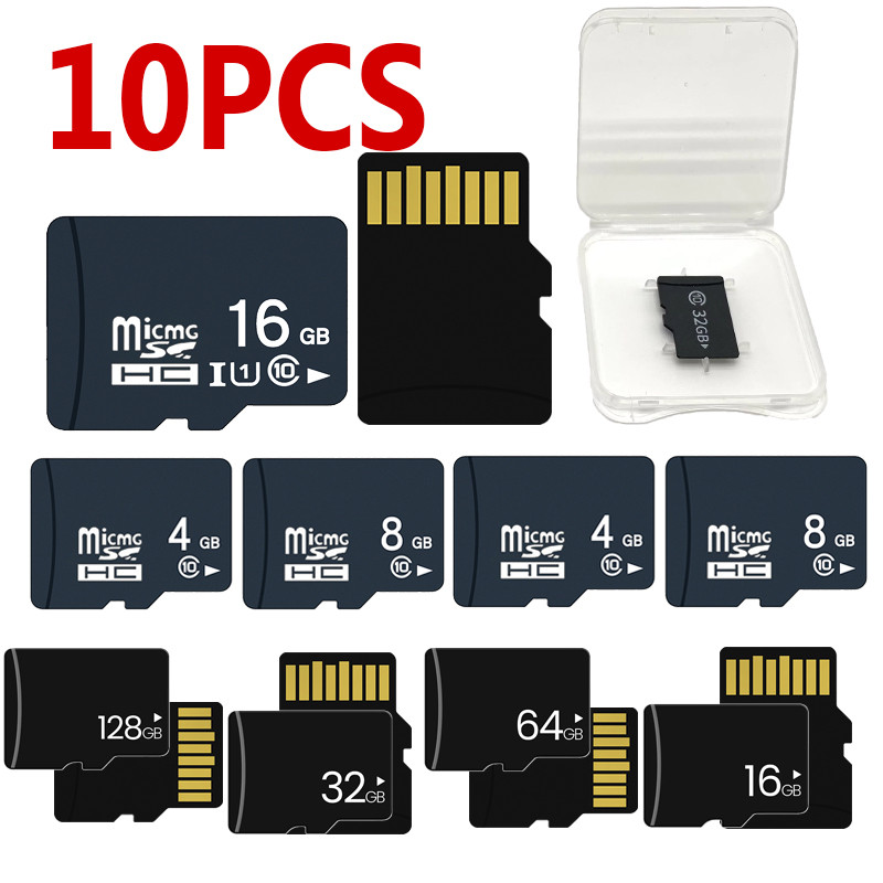 10PCS TF Card Class10 128GB 256GB cartao de 32GB 64GB 16G SD Card 8G 4GB 2GB Flash Memory Card for