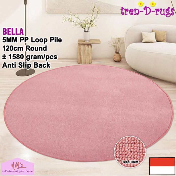 Tren-D-rugs karpet polos aesthetic bulat bundar lingkaran round carpet diameter 120 cm anti slip