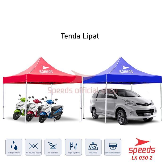 SPEEDS Tenda Lipat 3 x 3 M Tenda Bazar Pameran Tenda Jualan Otomatis Rangka Putih Camping Outdoor