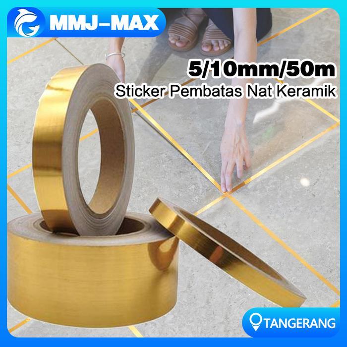 50m Stiker Lantai Keramik/Gulungan Stiker Pembatas Keramik Emas
