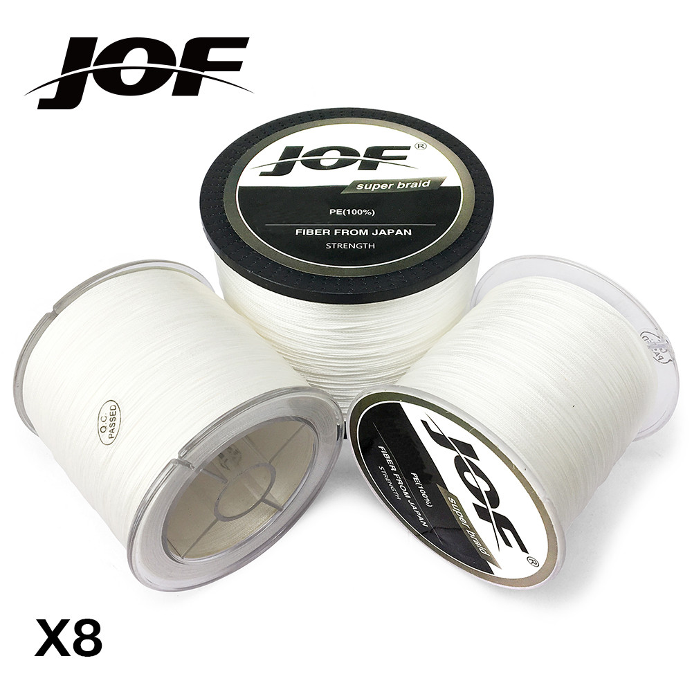 8 Strands 100M 300M 500M 1000M JOF PE White Braid Fishing Line Weave Superior Extreme Strong 100%