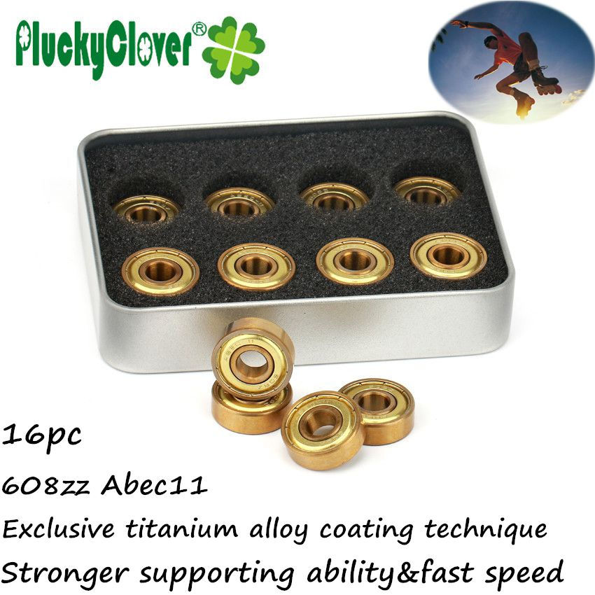 16pc 608zz Golden Roller Skates Bearing Fast Speed One Row Inline Speed Skate Scooter Dual-side
