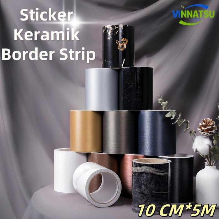 Vinnatsu Sticker Keramik Border Strip / Stiker Dekorasi Lantai / Keramik Wallpaper Sticker Border