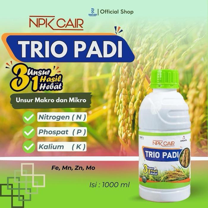 NPK Trio Padi Cair 1 Liter - Pupuk Cair Khusus Tanaman Padi untuk Pertumbuhan Cepat & Sehat -